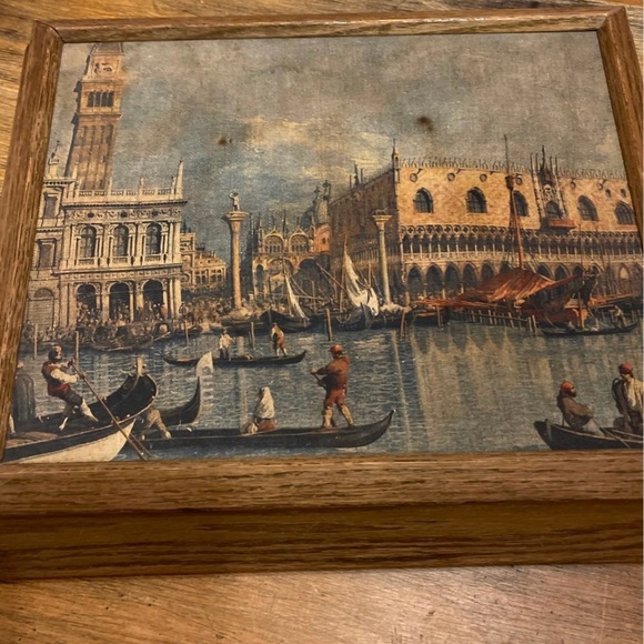 Vintage Framed Jenson Speaker Frame Art Wall Decor 17.5” x 14” Venice Scene MCM - Picture 5 of 9